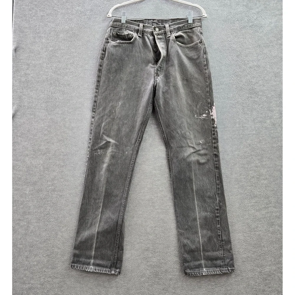 VINTAGE Levi's 501 Men Jeans 33x32 Gray Denim Straight Original Button Fly READ
